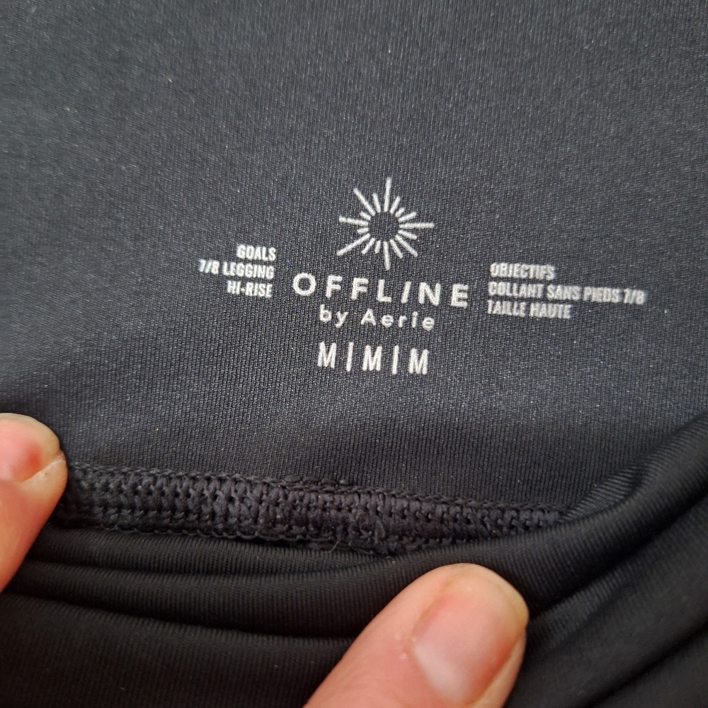 ​Aerie OFFLINE Goals 7/8 High Waisted Mesh Pocket Leggings Black Medium - Picture 9 of 11